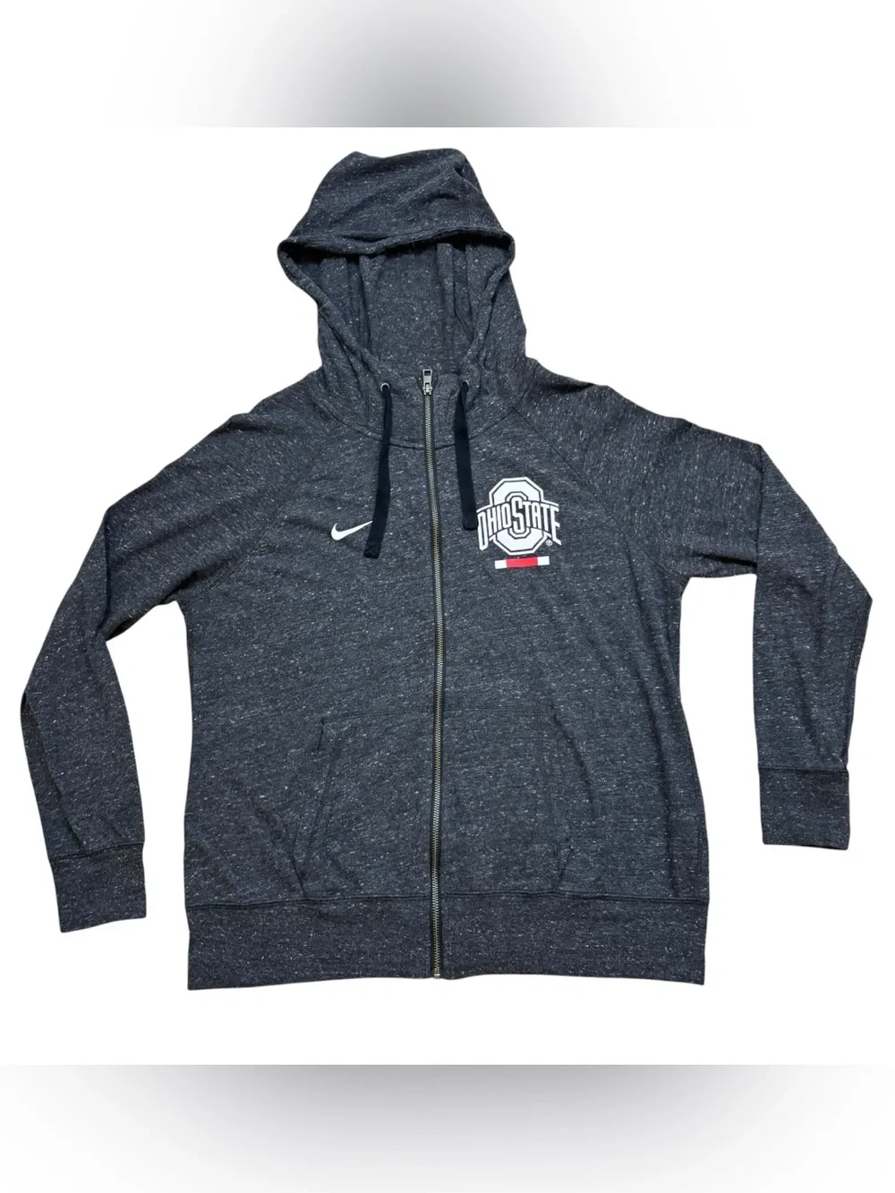 Ladies Nike Heather Black Ohio State Full Zip Lightweight‎ Hoodie Size Large